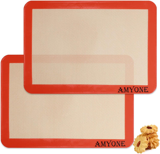 Quarter Sheet Silicone Baking Mat, 2 Pcs Non-Stick Silicone Baking Mats Cookie Sheet for 9X13 Baking Pan, Reusable Baking Sheet Liners Compatible with Nordic Ware Naturals Quarter Sheet